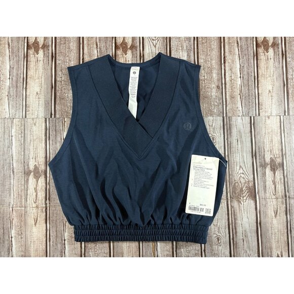 Lululemon sleeveless cropped tennis tank size 4 color navy NWT mspr $68 - Picture 1 of 5